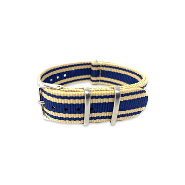 Classic Military Style Strap- Cream & Blue Stripes